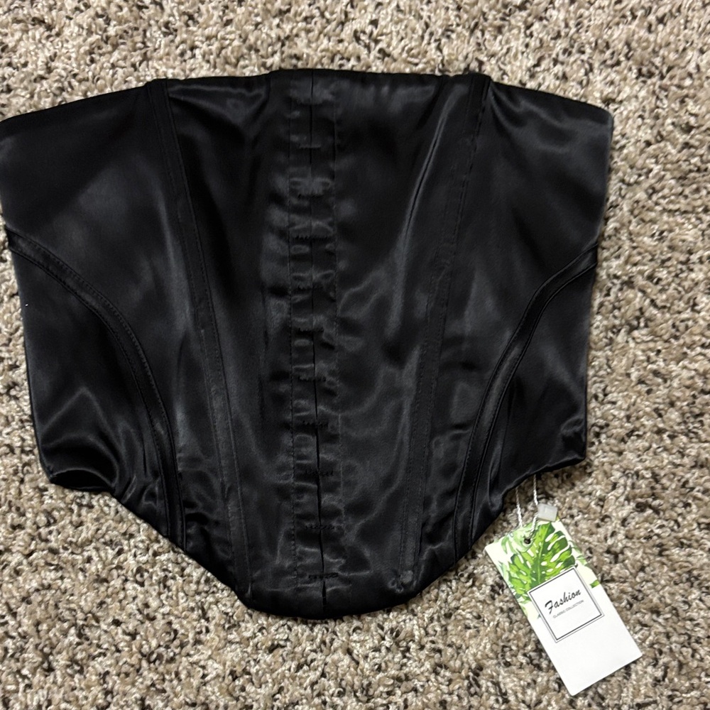 Black Satin Corset Top